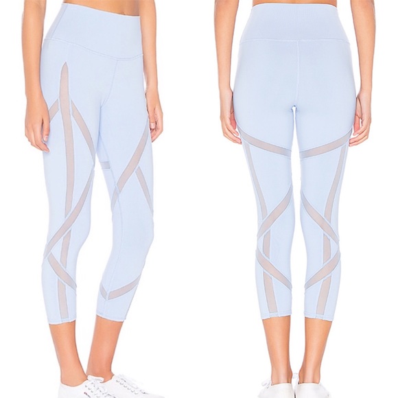 ALO Yoga Pants - Alo Yoga Laced Mesh High Waist Capri Leggings Blue